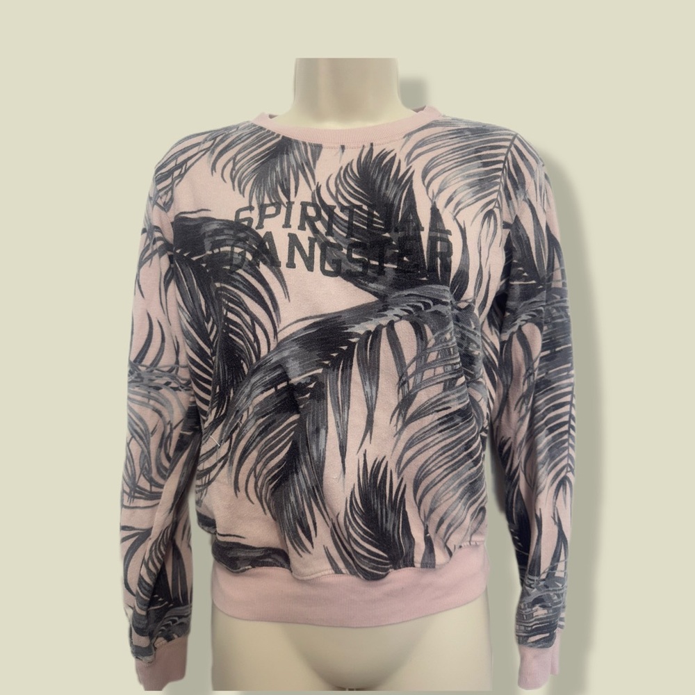 Spiritual Gangster Pink and Black Palm Sweater
